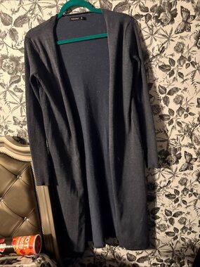 Studio Navy Sparkle Open-Front Long Cardigan